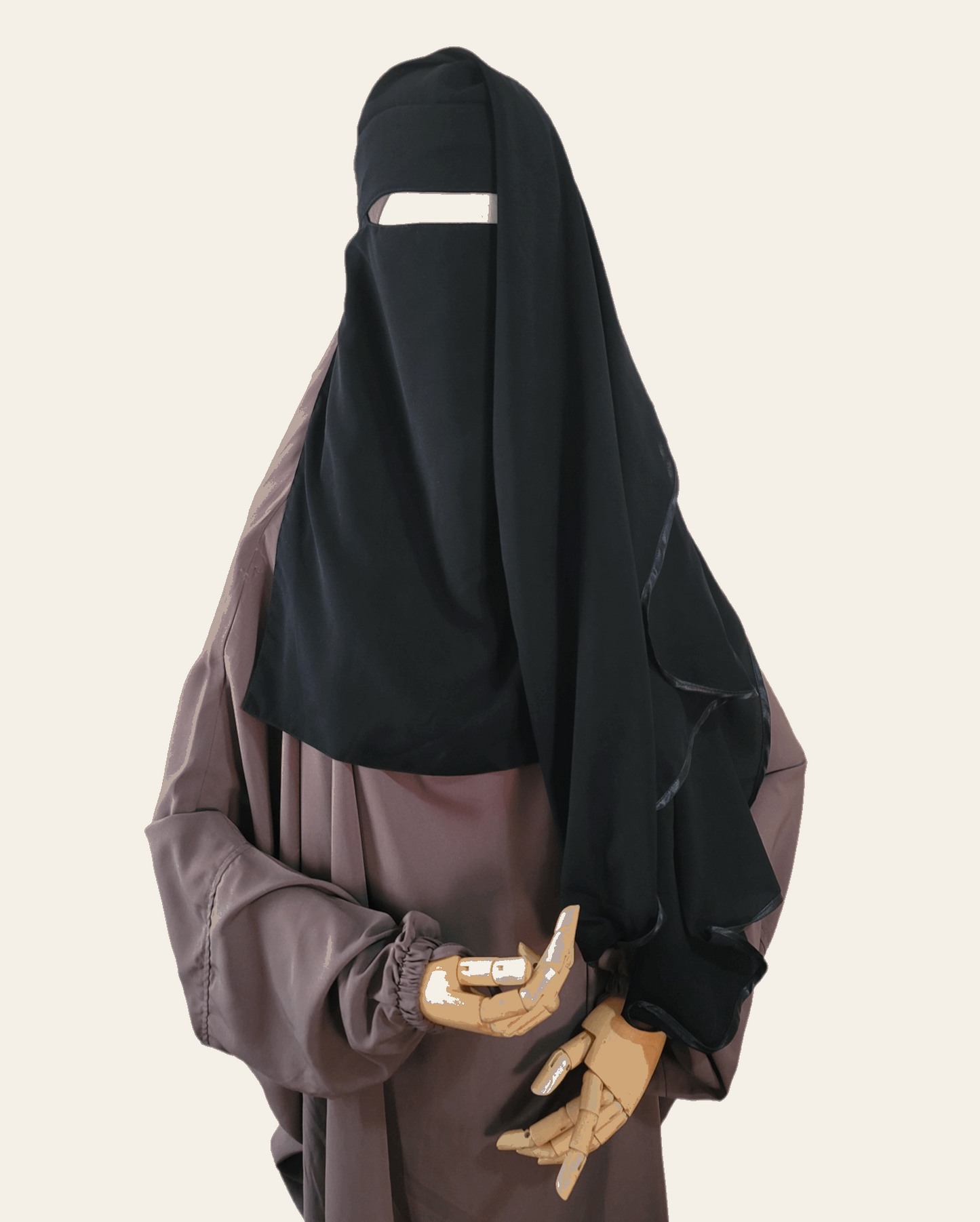 Triple Layer Satin Trim Niqab - Rumaysa Fashionz