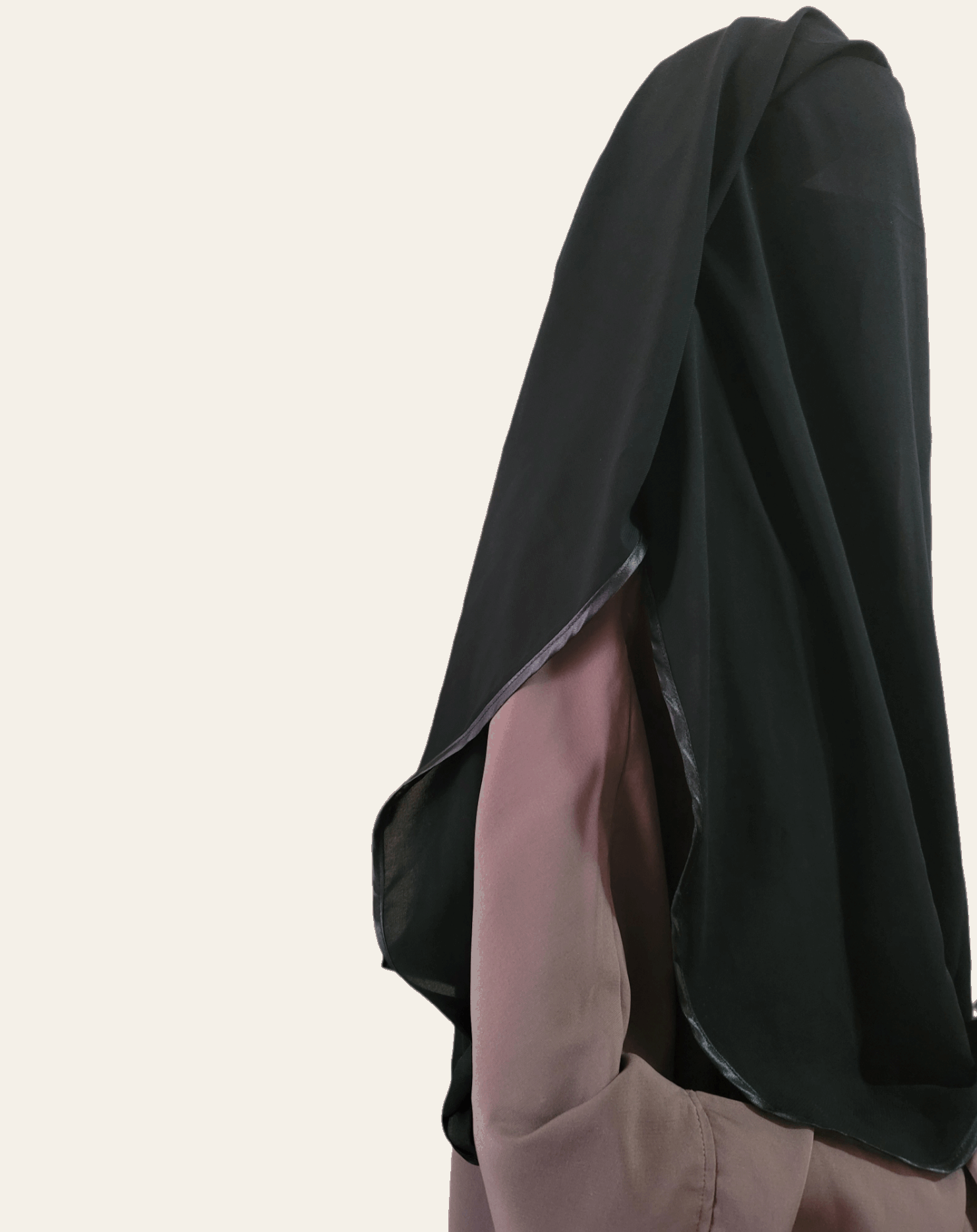 Triple Layer Satin Trim Niqab - Rumaysa Fashionz