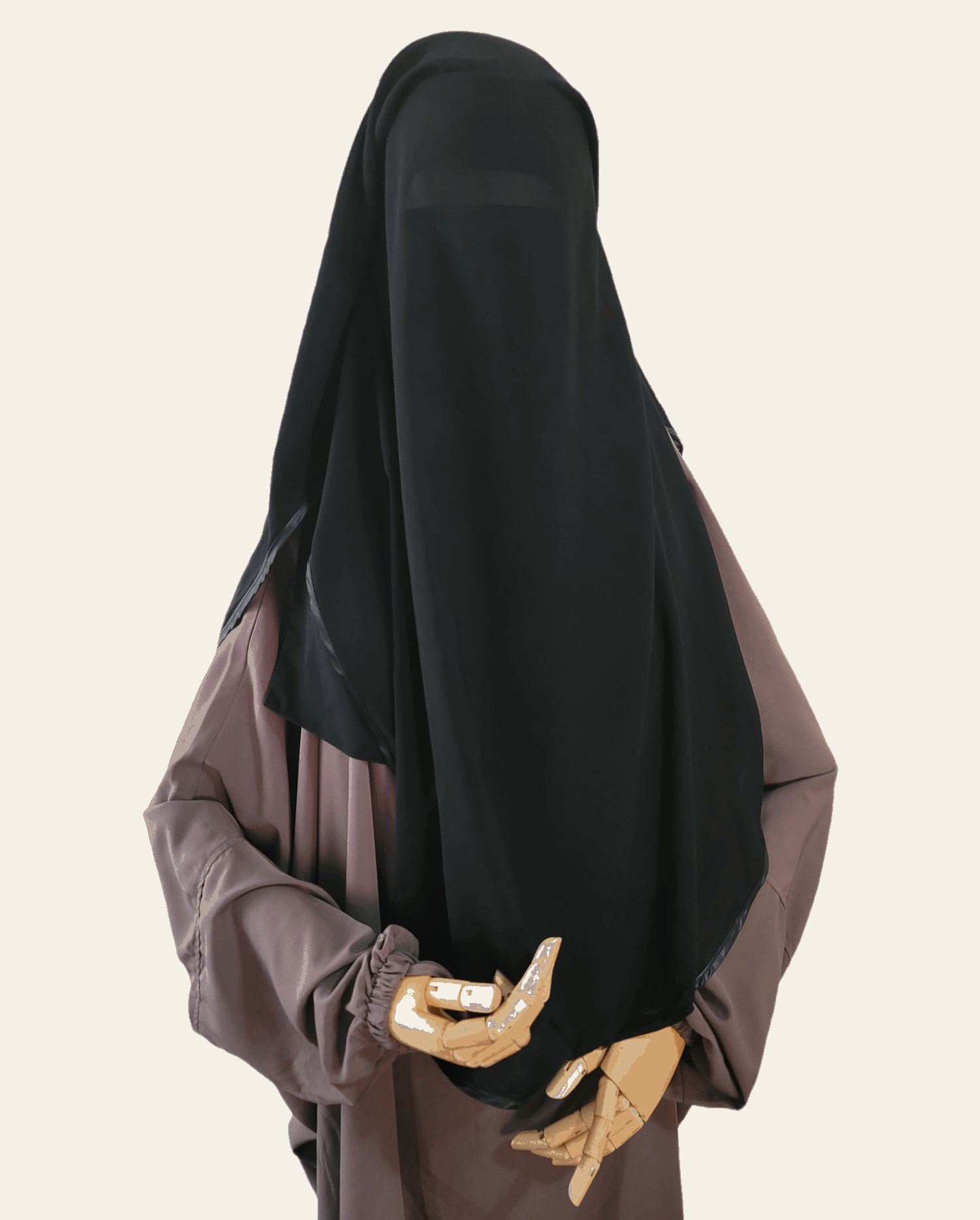 Triple Layer Satin Trim Niqab - Rumaysa Fashionz