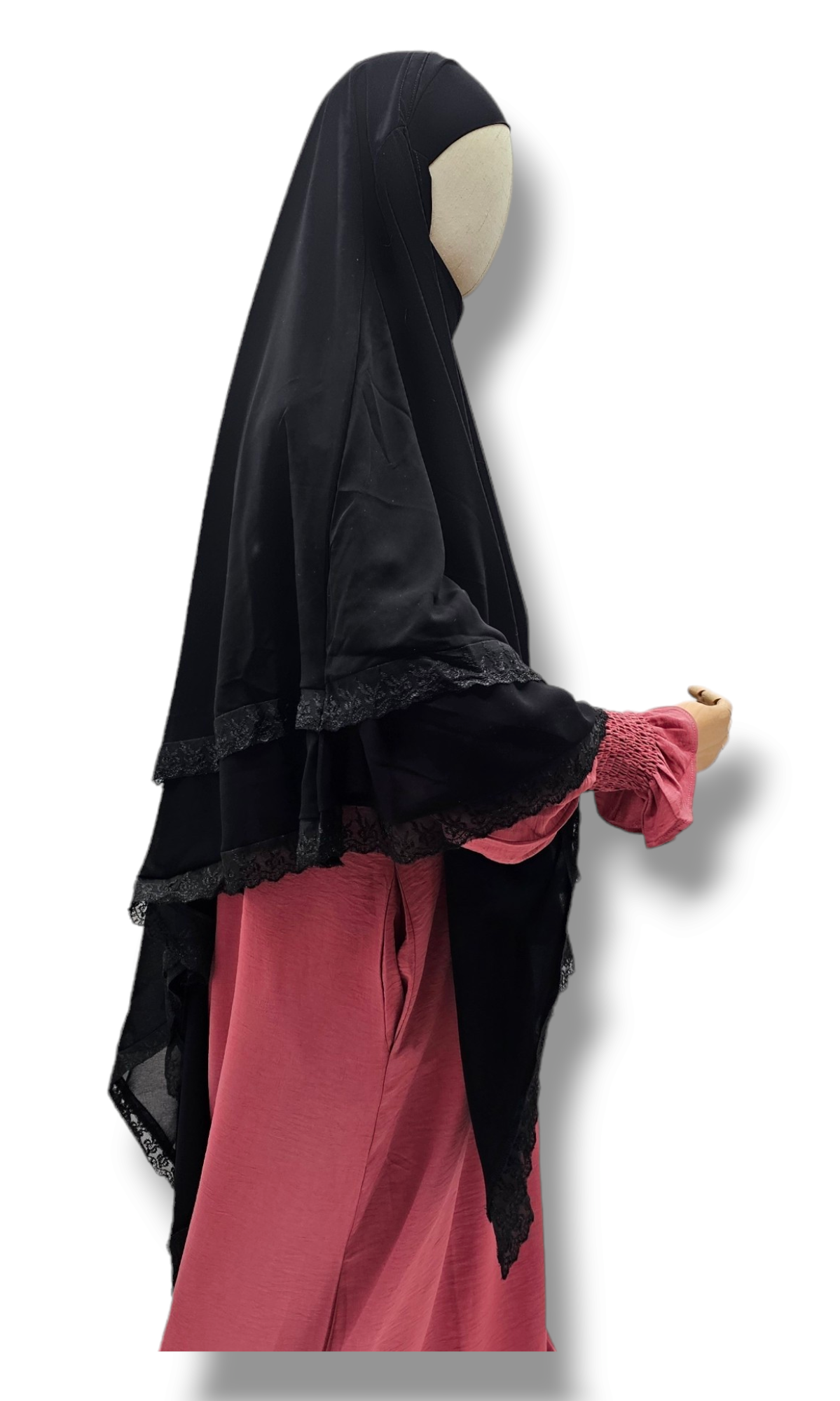 Double layer Diamond Khimar with Lace