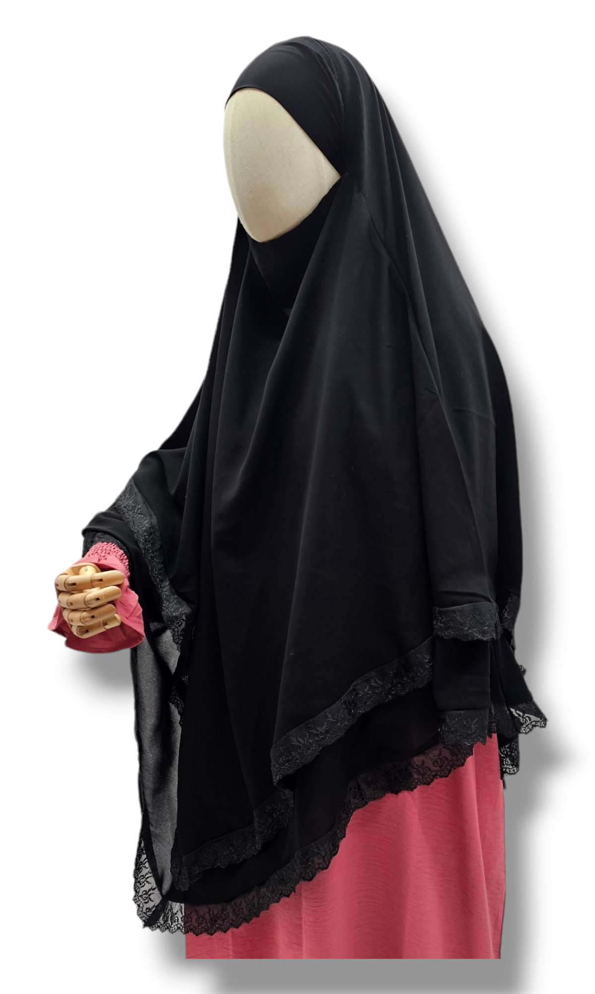 Double layer Diamond Khimar with Lace