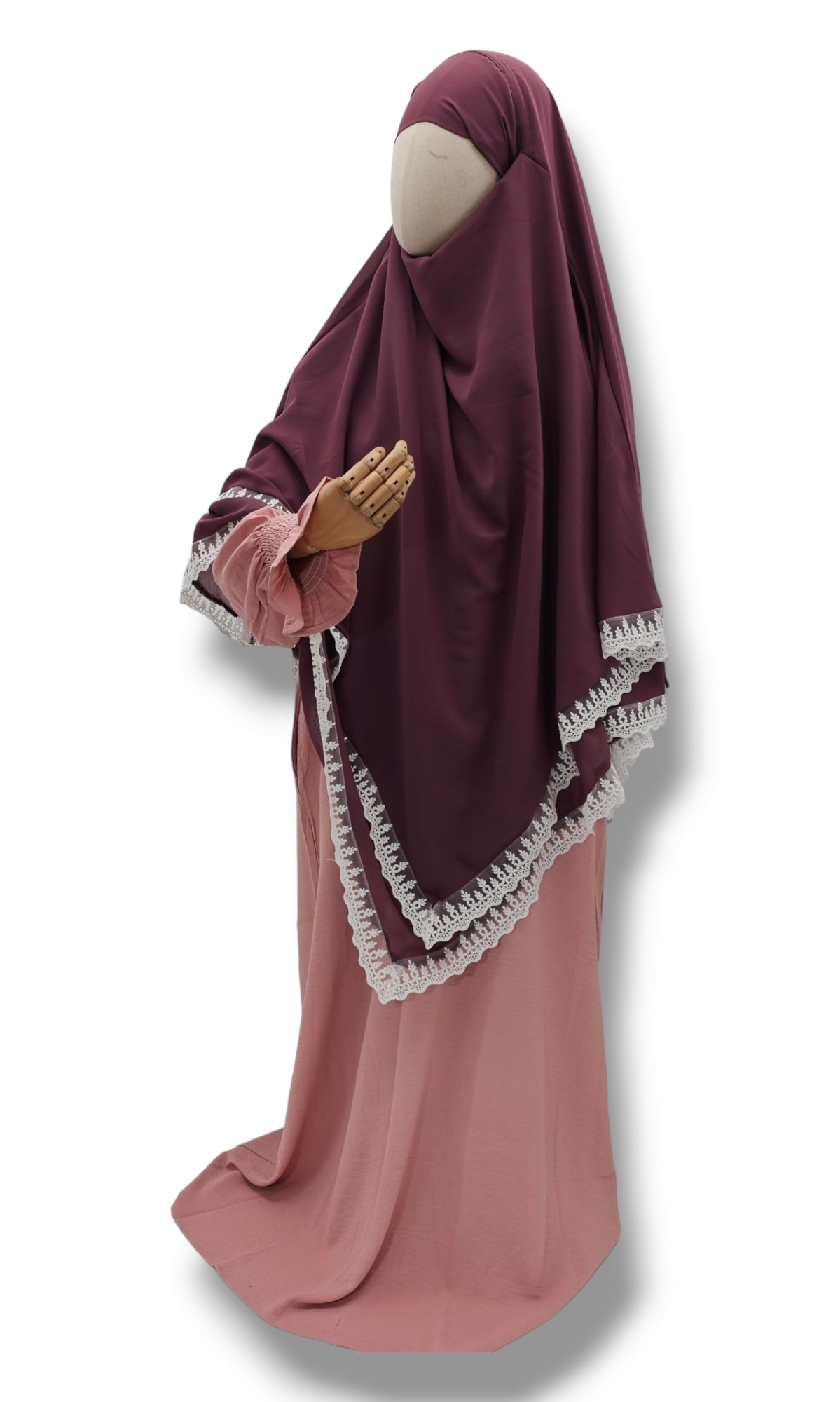 Double layer Diamond Khimar with Lace