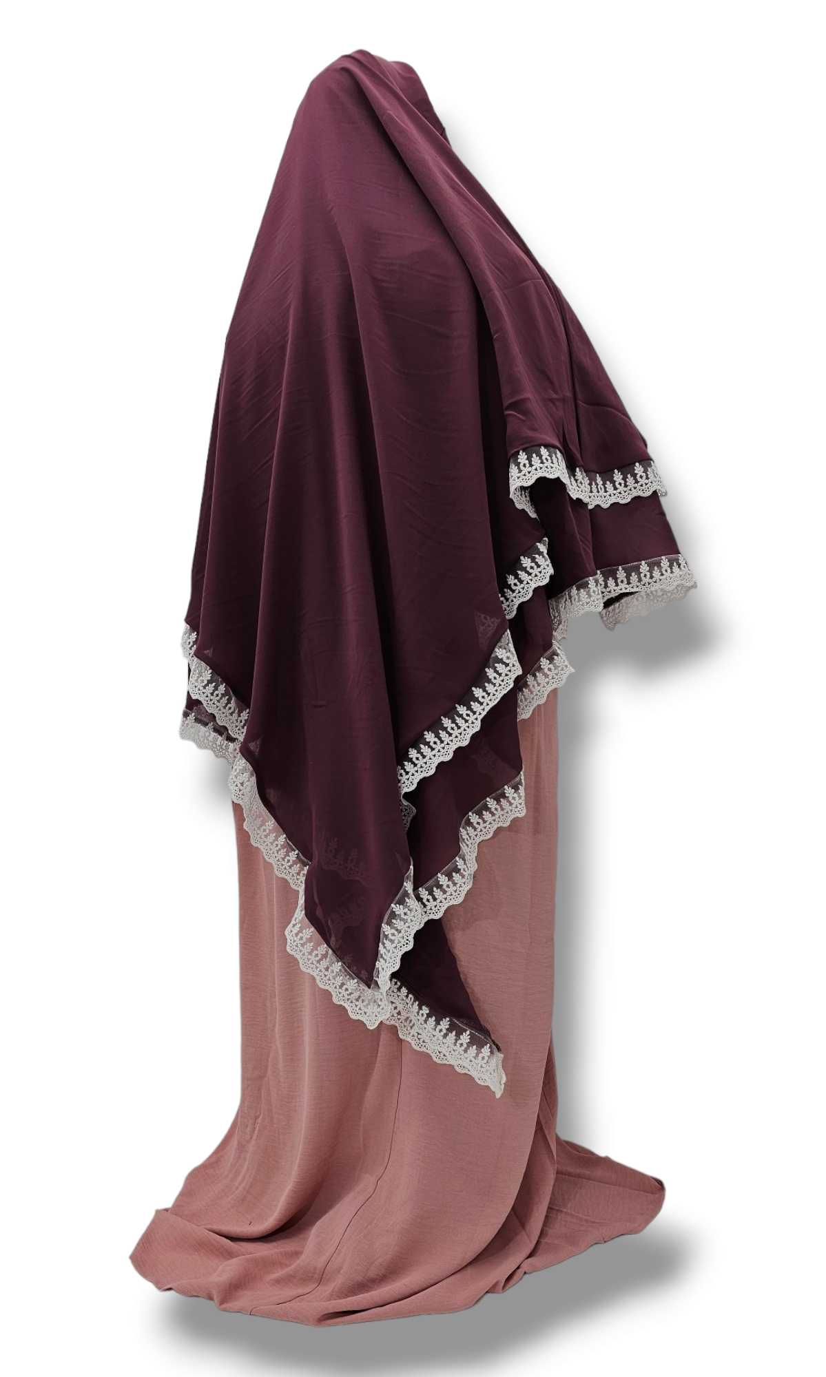 Double layer Diamond Khimar with Lace