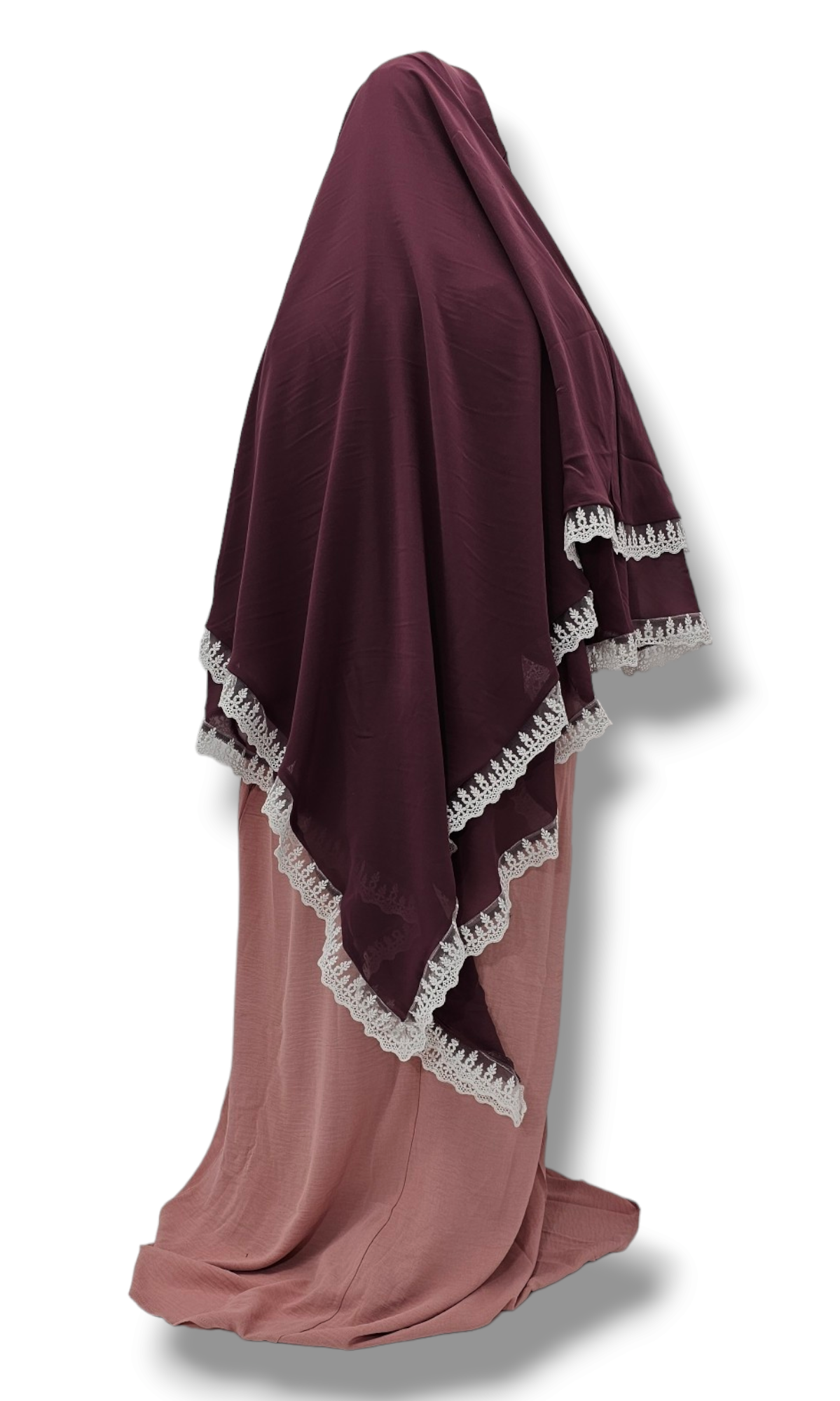 Double layer Diamond Khimar with Lace