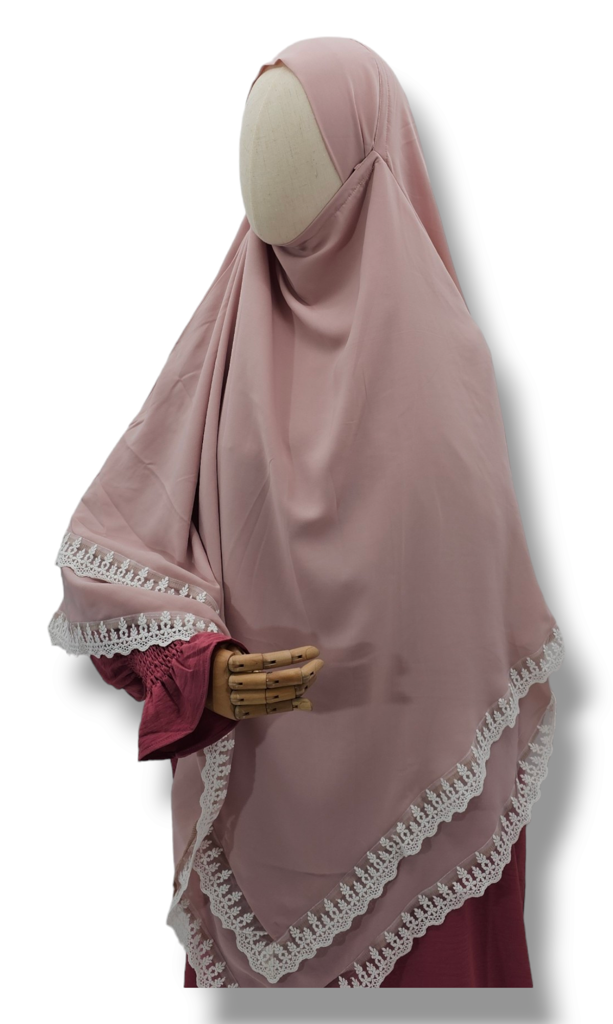 Double layer Diamond Khimar with Lace