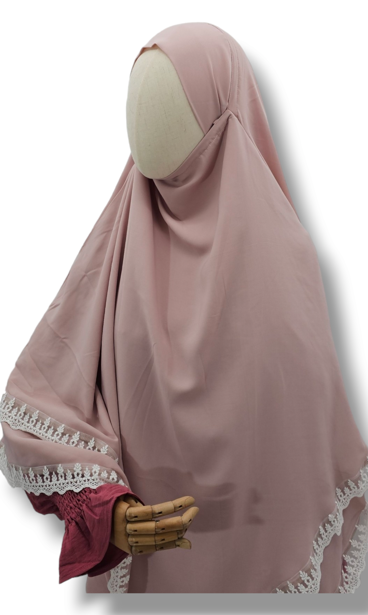 Double layer Diamond Khimar with Lace