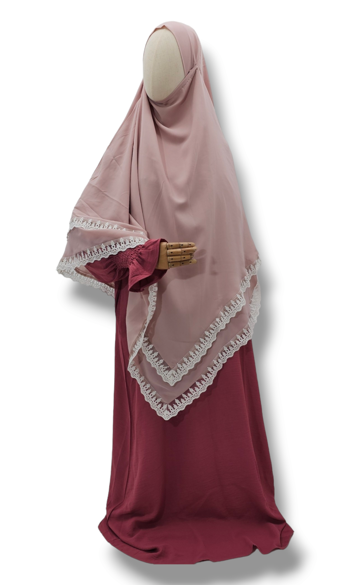 Double layer Diamond Khimar with Lace