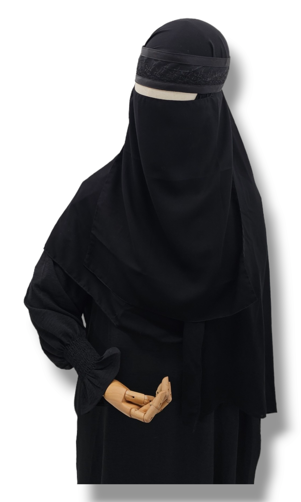 Single Layer Niqab with Satin Trim & Lace