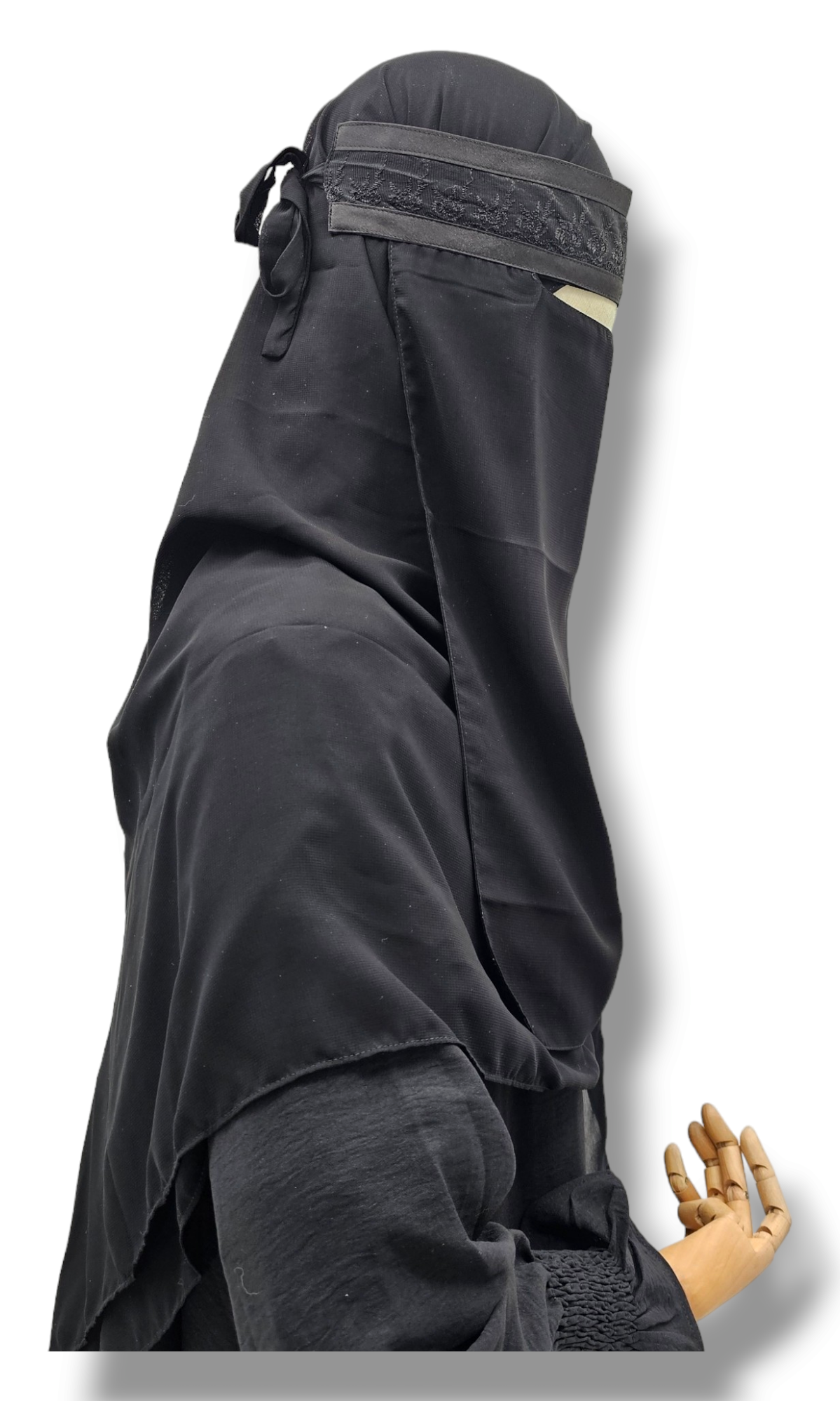 Single Layer Niqab with Satin Trim & Lace