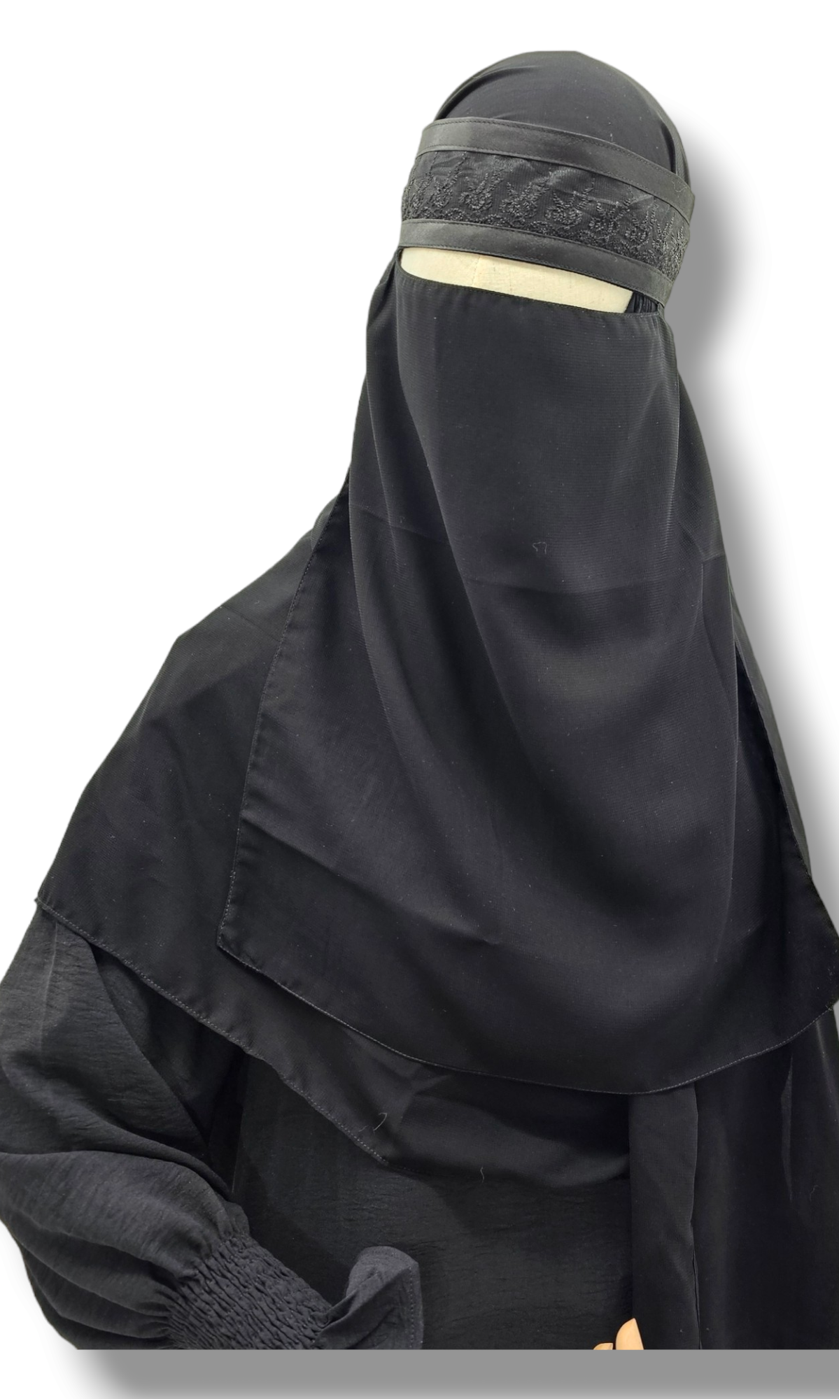 Single Layer Niqab with Satin Trim & Lace