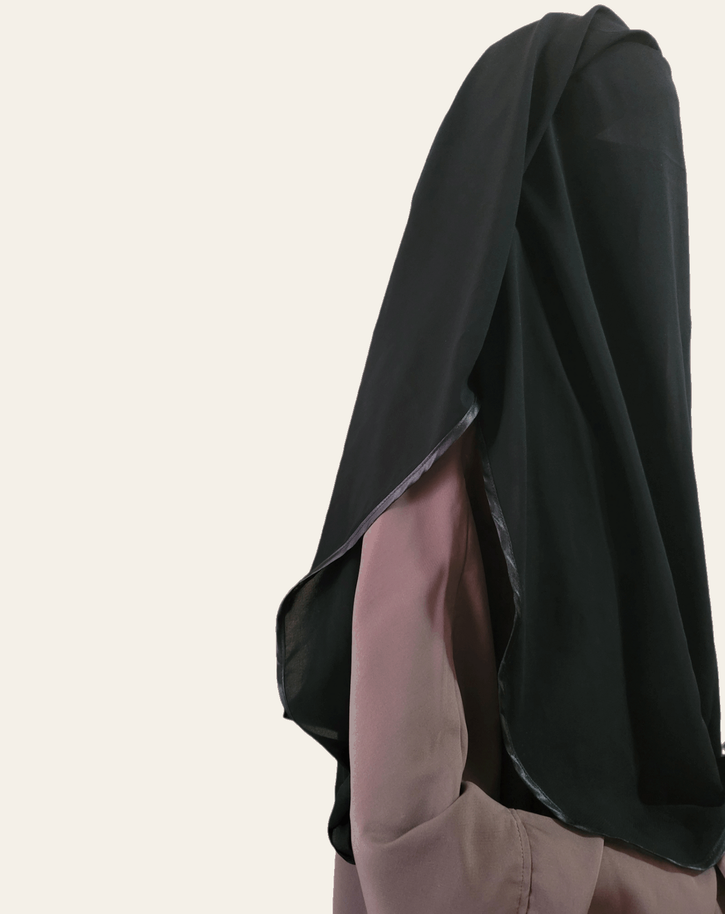 Triple Layer Satin Trim Niqab - Rumaysa Fashionz 