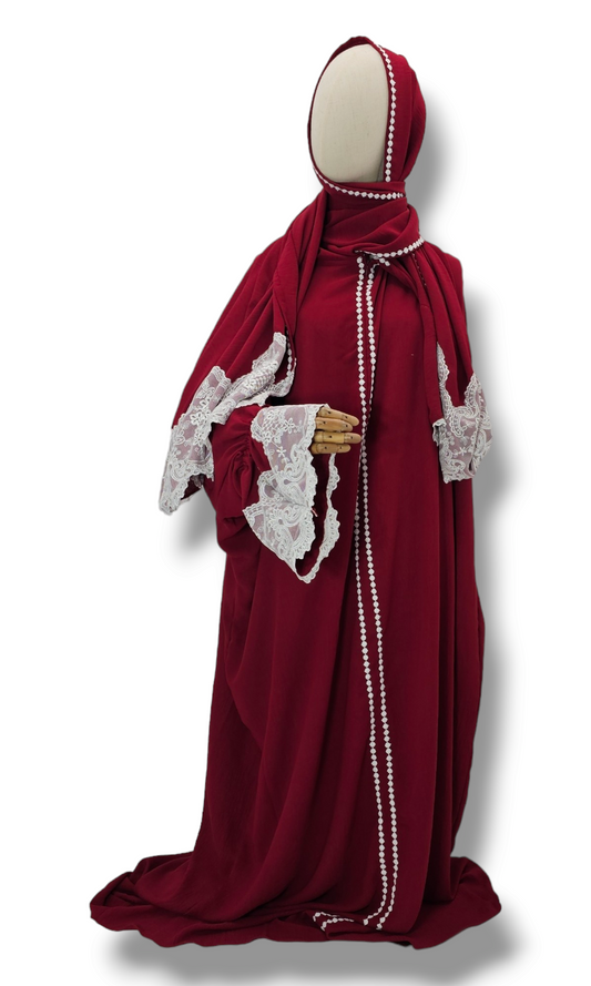 Lace Prayer Dress with Attached Hijab