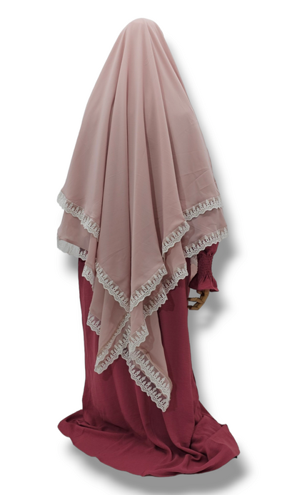 Double layer Diamond Khimar with Lace